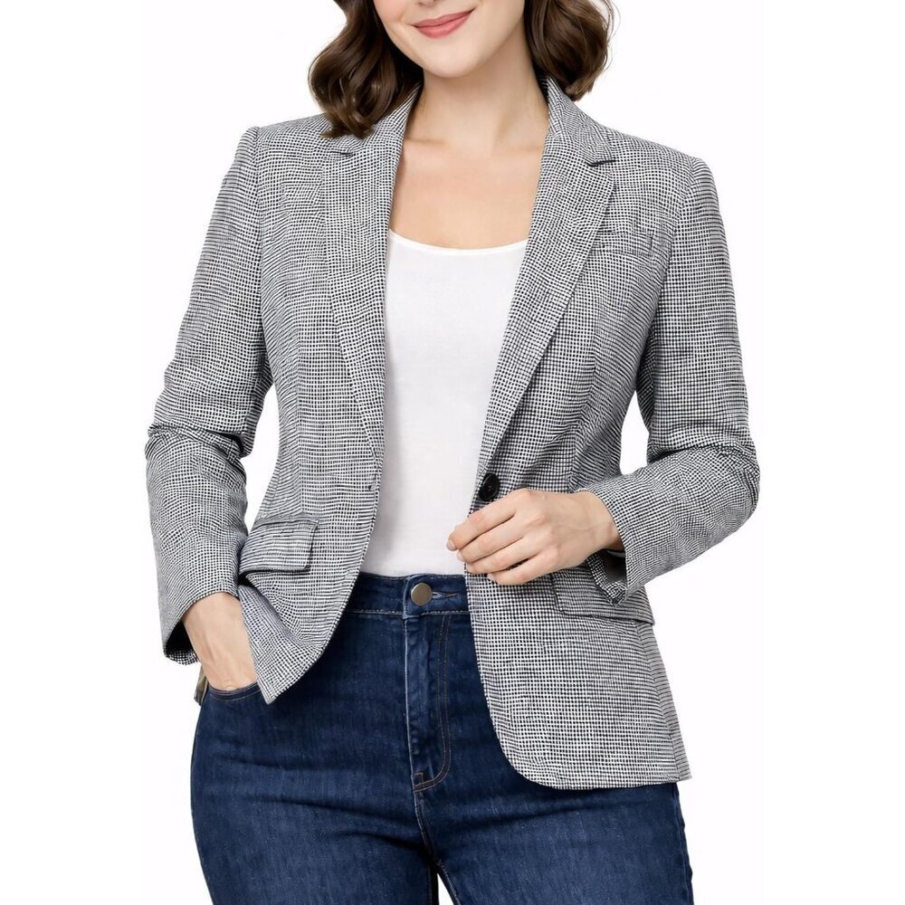 Women's Blazers Blazer Jackets Business Casual Professional Outfit Houndstooth 2
